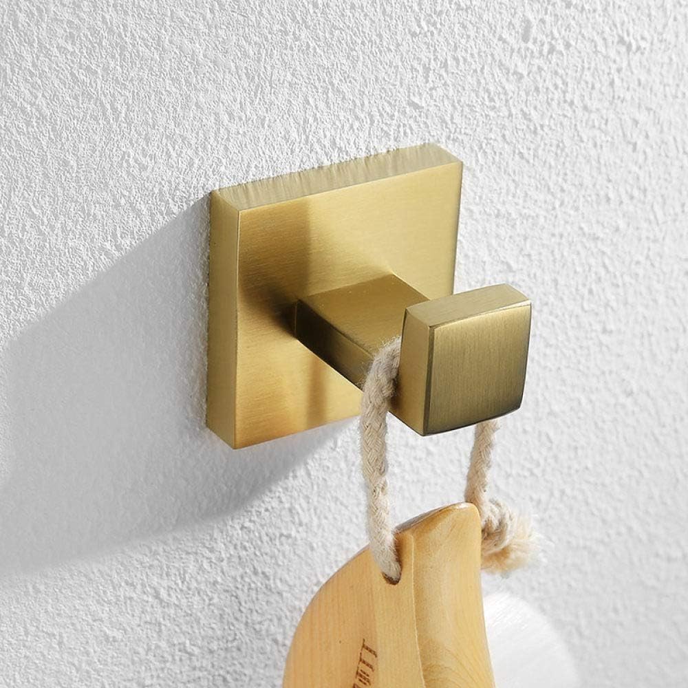 Bathroom Hardware Set Black & Brushed Gold & Chrome Towel Bar Towel Ring Toilet Paper Hold Robe Hook Bathroom Accessories,Gold Hook