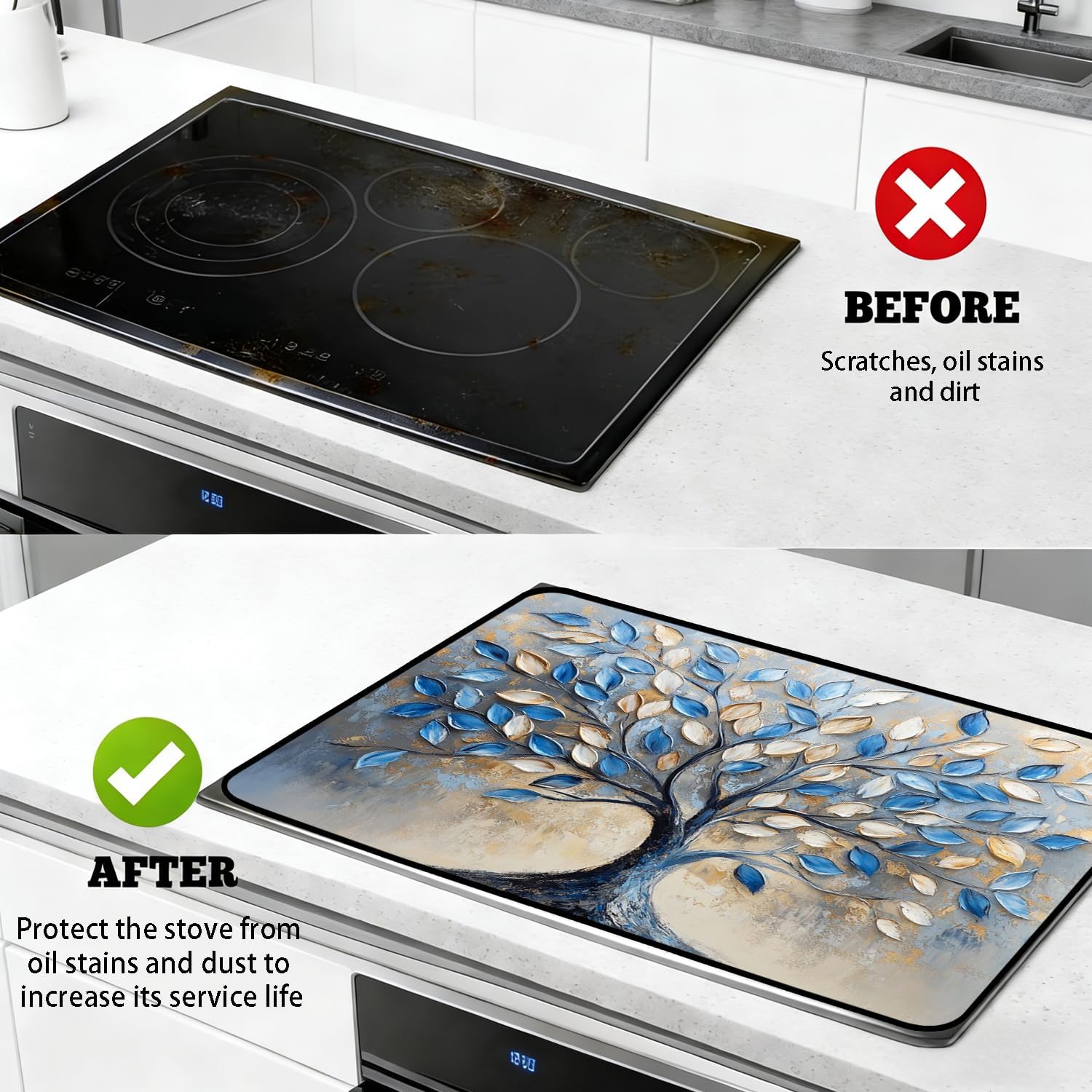 28 X 20 Electric Stove Top Cover — Multi-functional Protector, Perfect for Countertops, Stovetops, and Washing Machine Tops, A Decorative Kitchen Protector