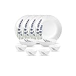 La Opala Novo Collection Opal Glass Crockery | for Family of 4 | Dinner Set 10 pcs English Lavender | Plates & Bowls for Dining | Microwave Safe | 100% Vegetarian | Extra Strong | Light & White