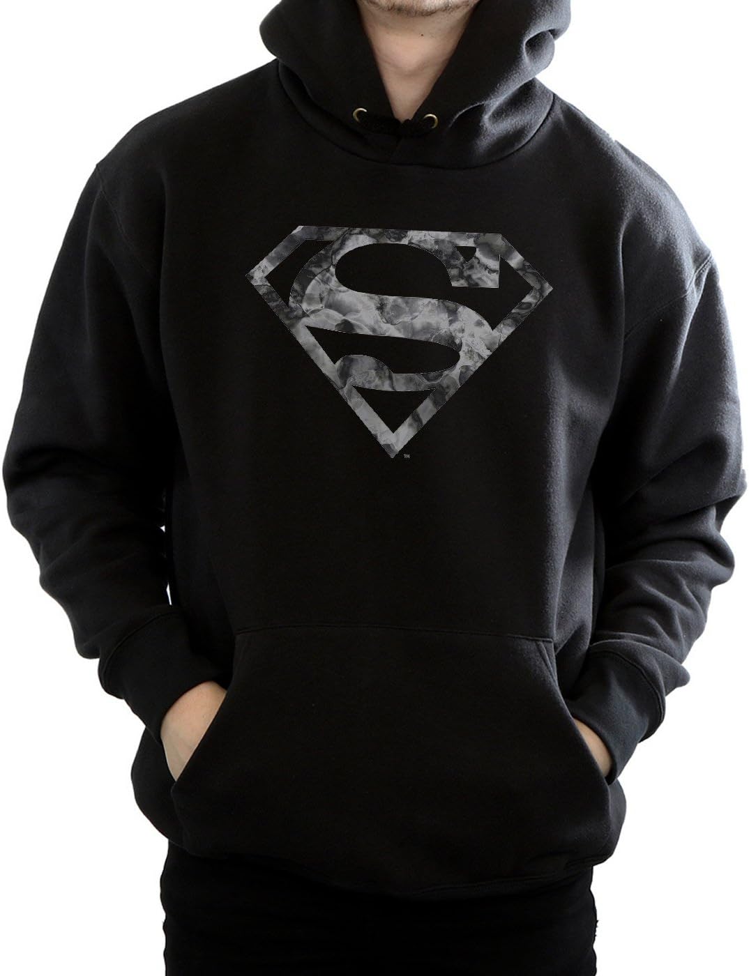 DC Comics Men's Superman Marble Logo Hoodie XX-Large Black
