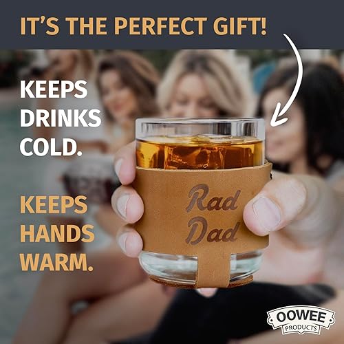 Miniatura 3 de Oowee - Juego de 2 vasos de whisky de 9.6 onzas y vasos de estilo antiguo, gran regalo para hombres, funda fabricada en los Estados Unidos, Rad Dad