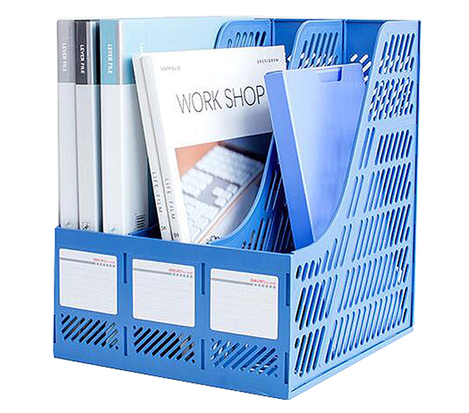 Porta Riviste Waytex - Set Di 4 Organizer Verticali In Plastica Rigida, Colore Rosso