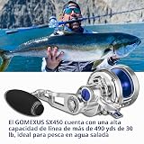 GOMEXUS Carrete Jigging para mano derecha, gran capacidad, 6.3:1, 66 libras, carrete estrecho liso convencional de agua salada, SX450, regalos para hombres de pesca