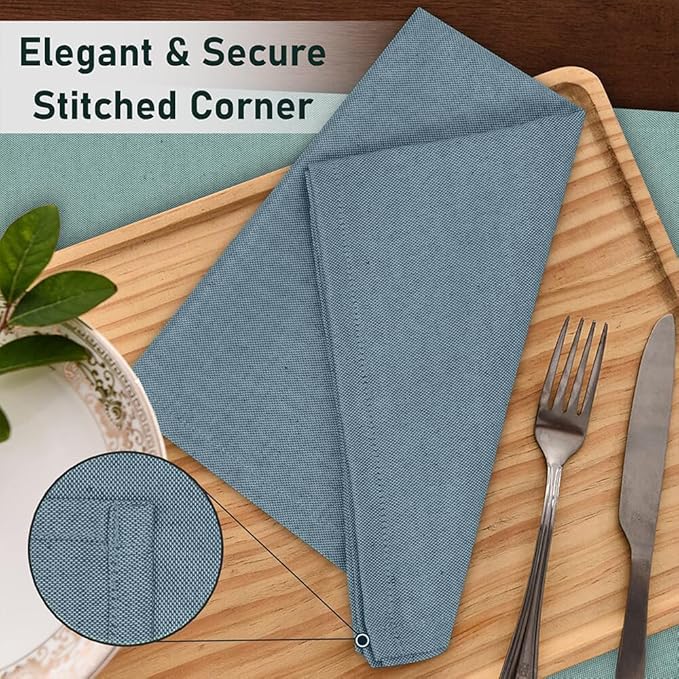 Set de 12 Servilletas de Tela Ruvanti 45x45 cm, Teal, Polialgodón miniatura 2