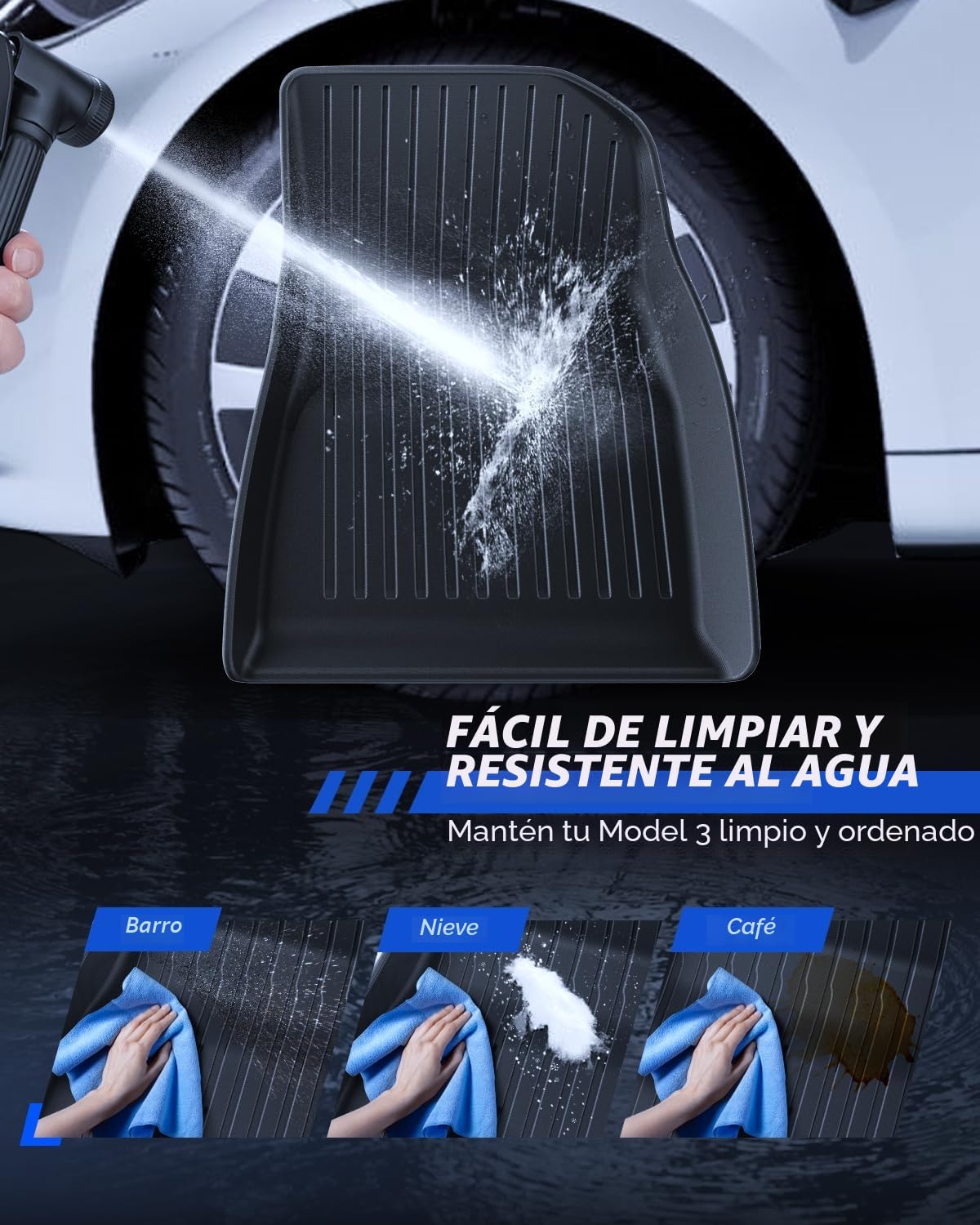 Alfombrillas 6 Pzs para Tesla Model 3 2024-2026 Alfombrillas para Todo Clima 3D con Bordes Altos TPE Alfombrilla de Maletero de 3 Capas para Tesla Model 3 Highland Accesorios