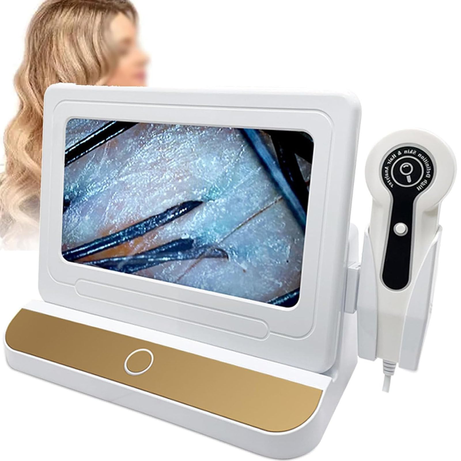 Analizzatore pelle dei capelli digitale 10 pollici ricaricabile rilevatore follicoli piliferi