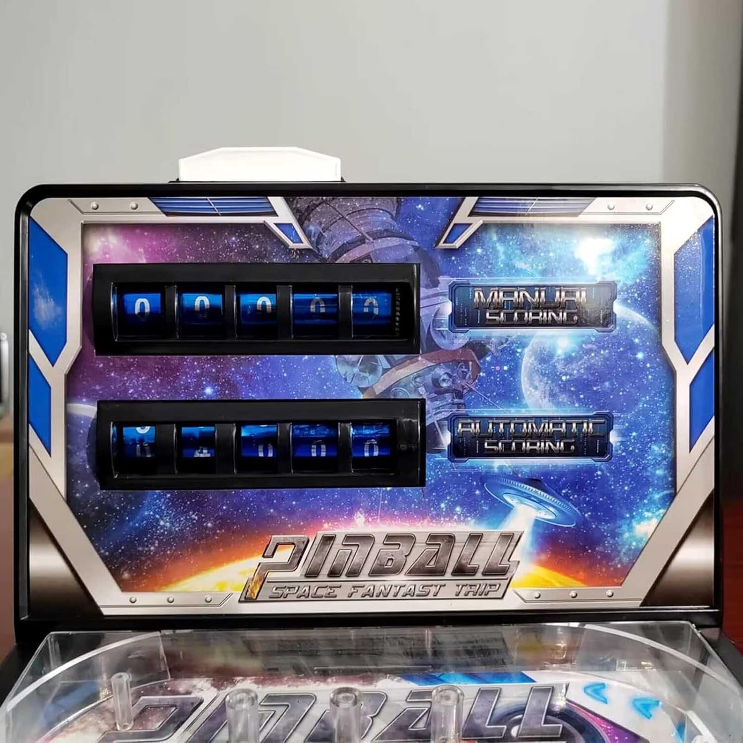 PHATM Compact Tabletop Marble Arcade for Small Space Pinball Machine Retro Arcade Machine Electronic Super Marble Game with Scorer Lights Music