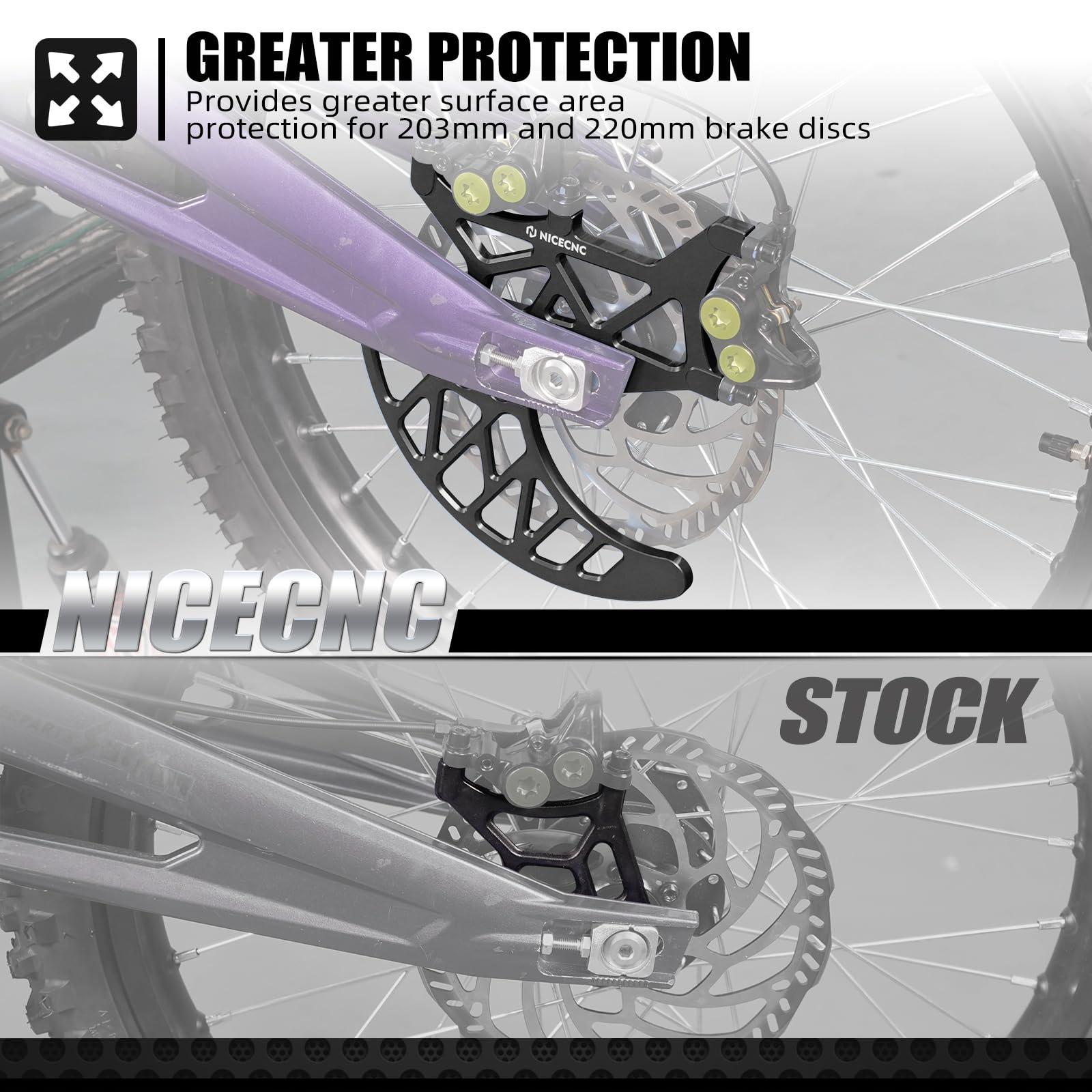 NICECNC Protezione per disco freno posteriore nera con montaggio a doppia pinza progettata compatibile con Surron Light bee X/S/ L1E, compatibile con Segway X160 X260 See Fitmnet