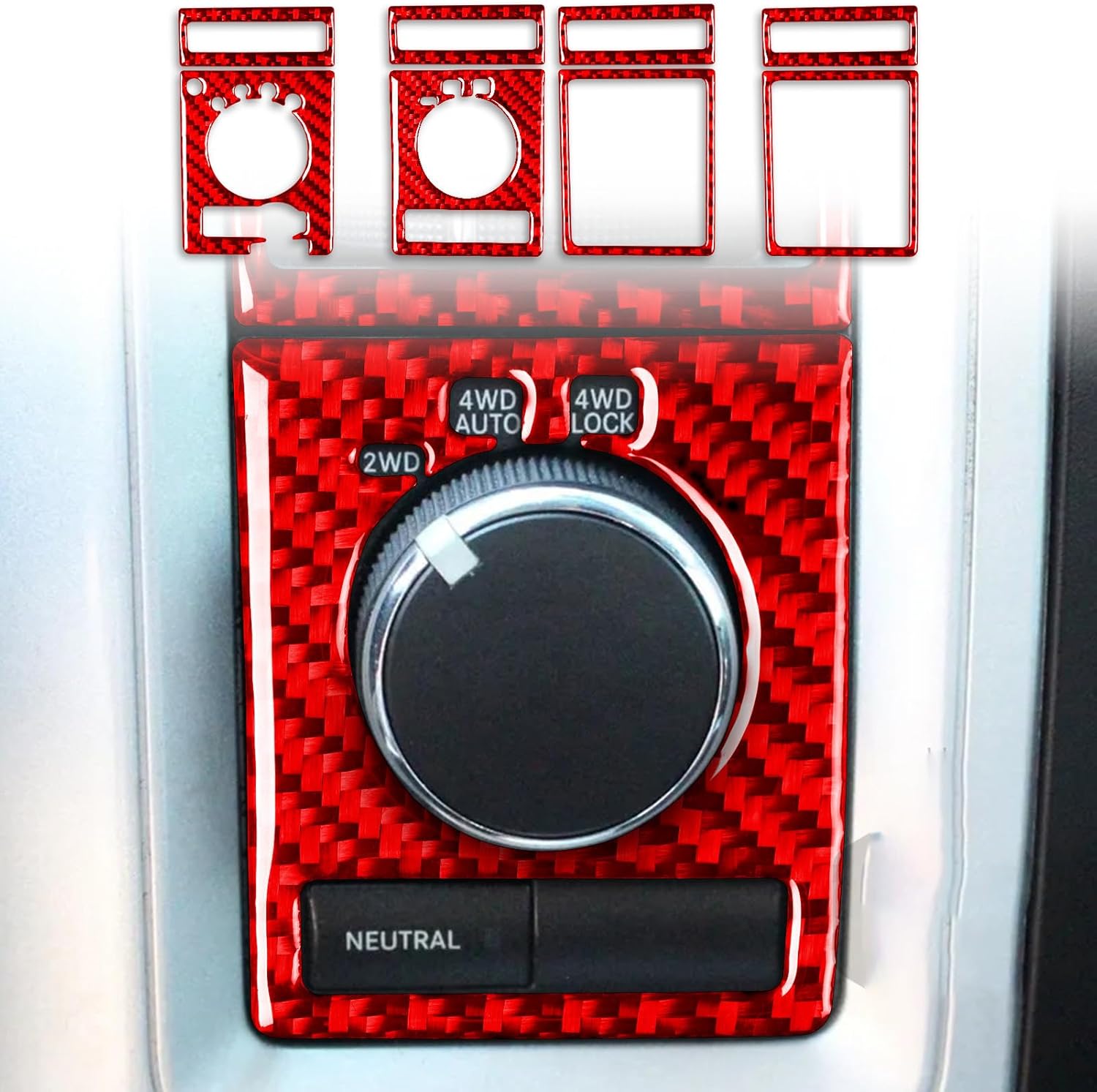 Car Red Carbon Fiber Accessories Dashboard AC Vents Type-B 8pcs Protective Cover Sticker Compatible with Dodge Ram 1500 2009 2010 2011 2012