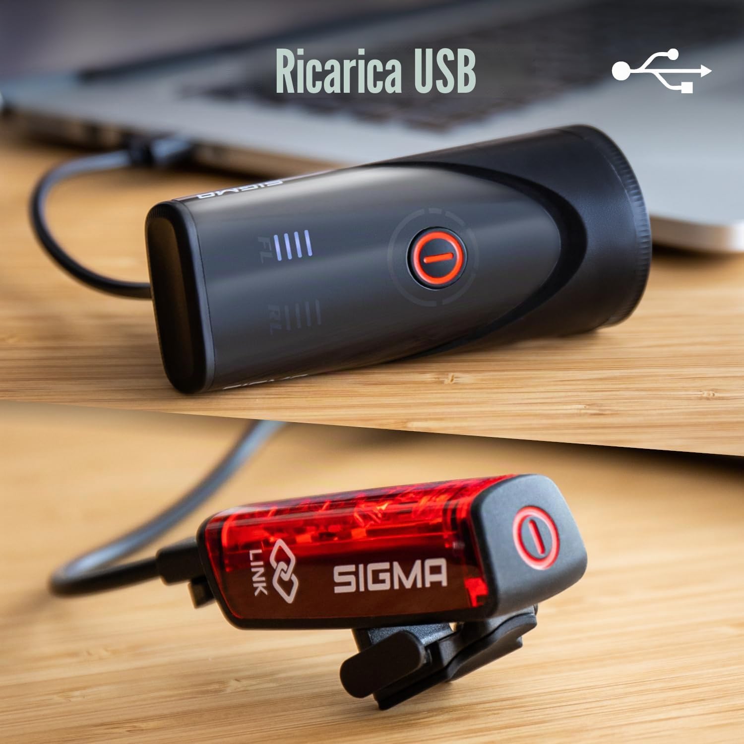 SIGMA Aura 100/Blaze Link kit di luci per bicicletta (montaggio a vite) | Innovativa funzione frizione 100 lux LED luce anteriore per bicicletta | Luce posteriore con funzione di luce freno