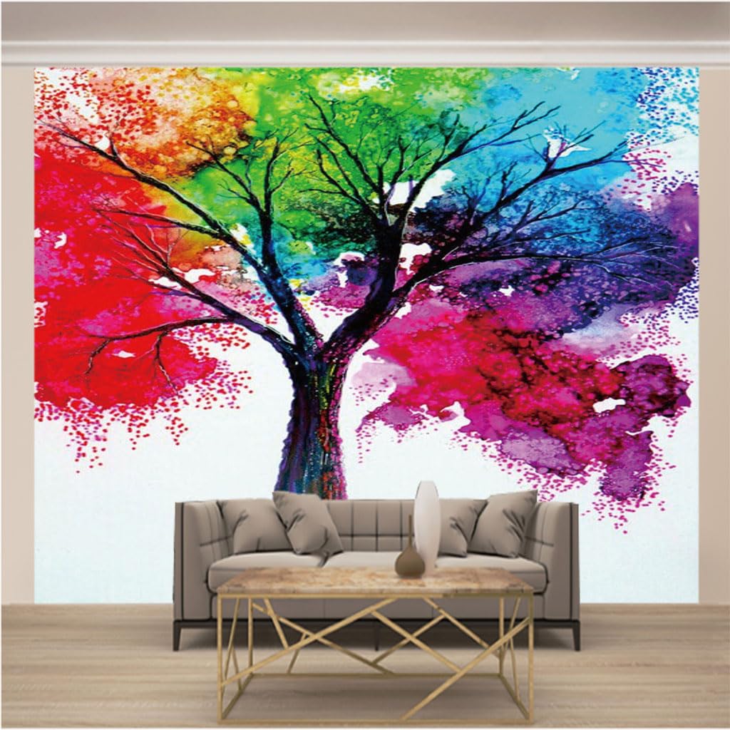 Trompe l'oeil panoramique effet 3D lavable et résistant pour décoration murale de salon
