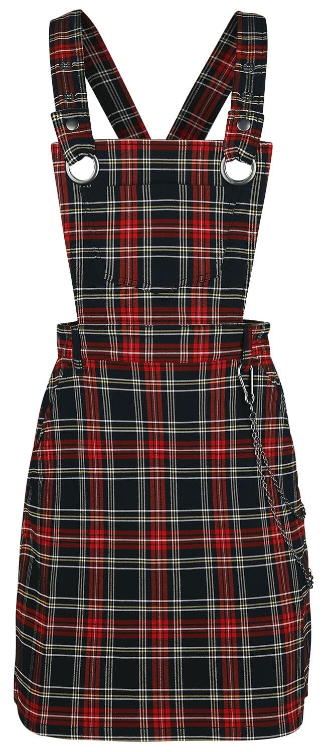 Hell Bunny Unisex Black-Red Clash Pinafore Dress