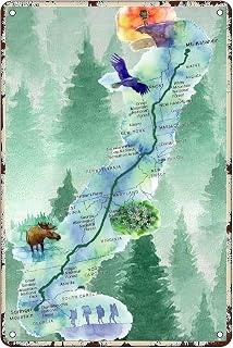 The Appalachian Trail Hiking Trail Map Vintage Metal Sign,Inspirational Wall Decor Retro Iron Painting Metal Plaque for Home Farmhouse Bar Cafe Pub Garage Man Cave Room Gifts 12 x 8 Inch
