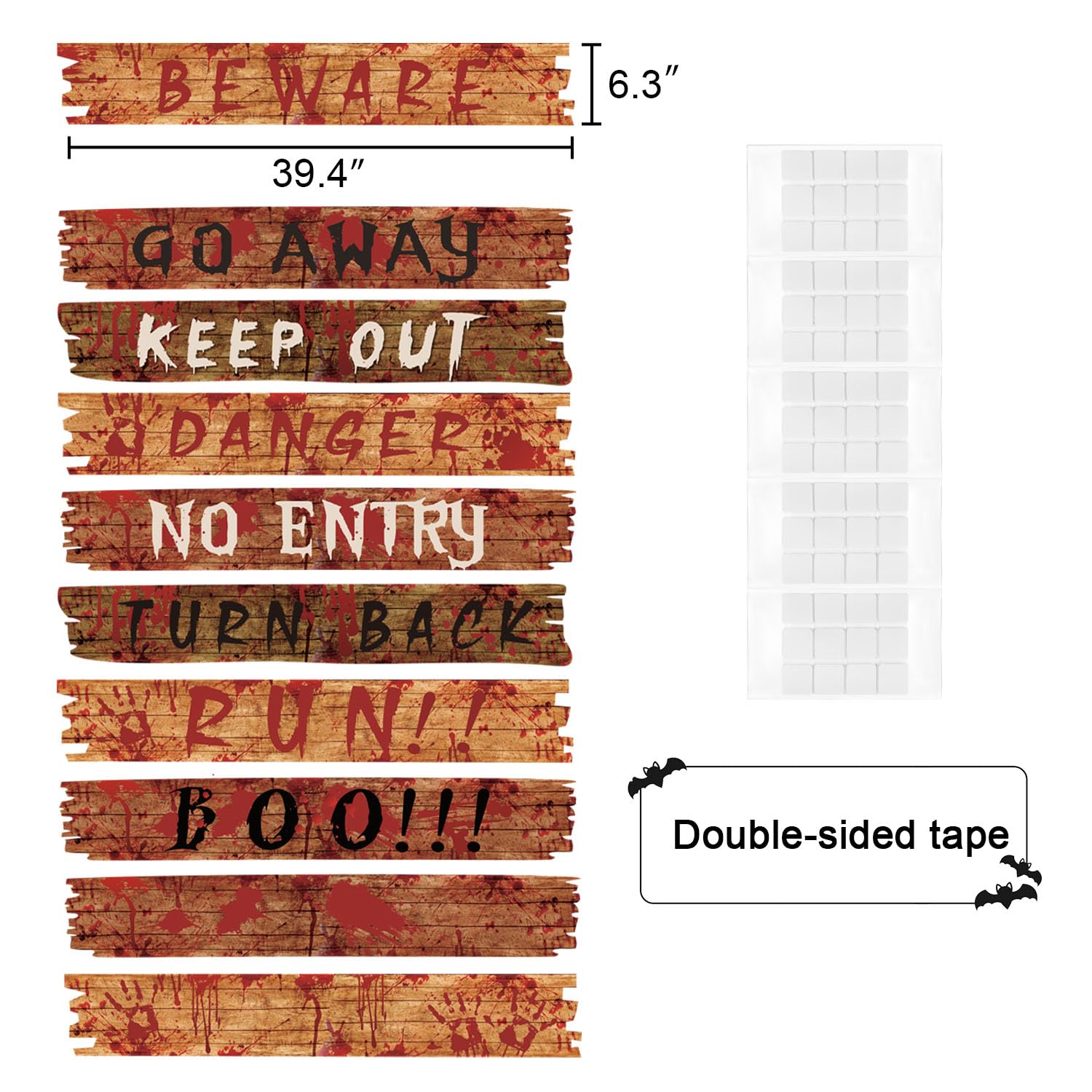 Halloween Decorations for Window Door 10 PCS Haunted Window Boards Halloween Decoration Outside Indoor Scary Warning Signs for Decor Outdoor