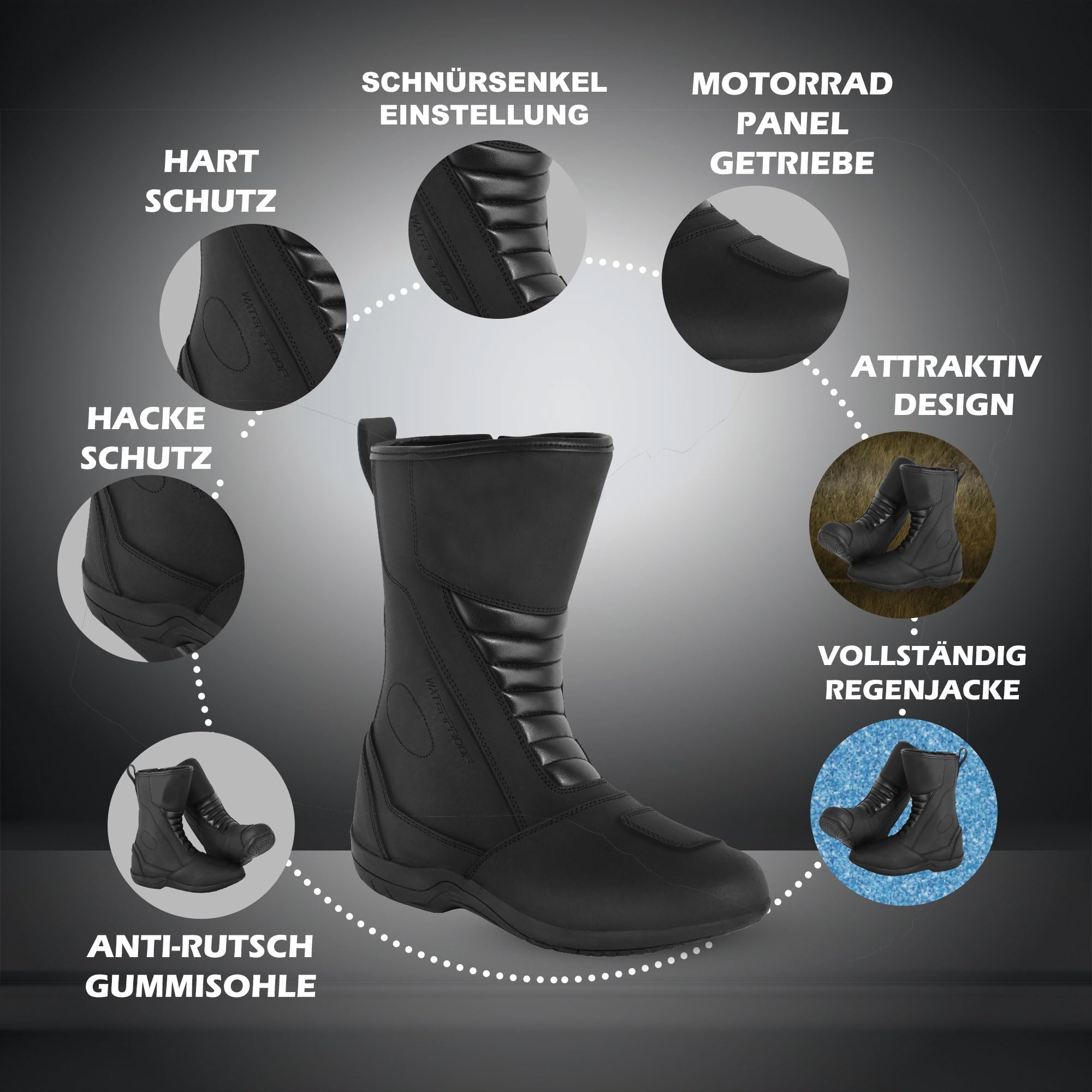 Chaussures de moto pour homme, chaussures de rue renforcées, protection contre les chocs, semelle antidérapante