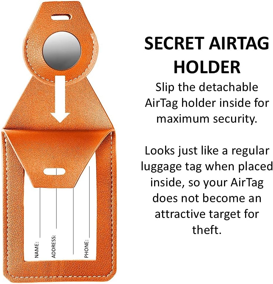 morik secret airtag leather luggage tag detachable airtag holder leather key ring golf bag airtag accessory