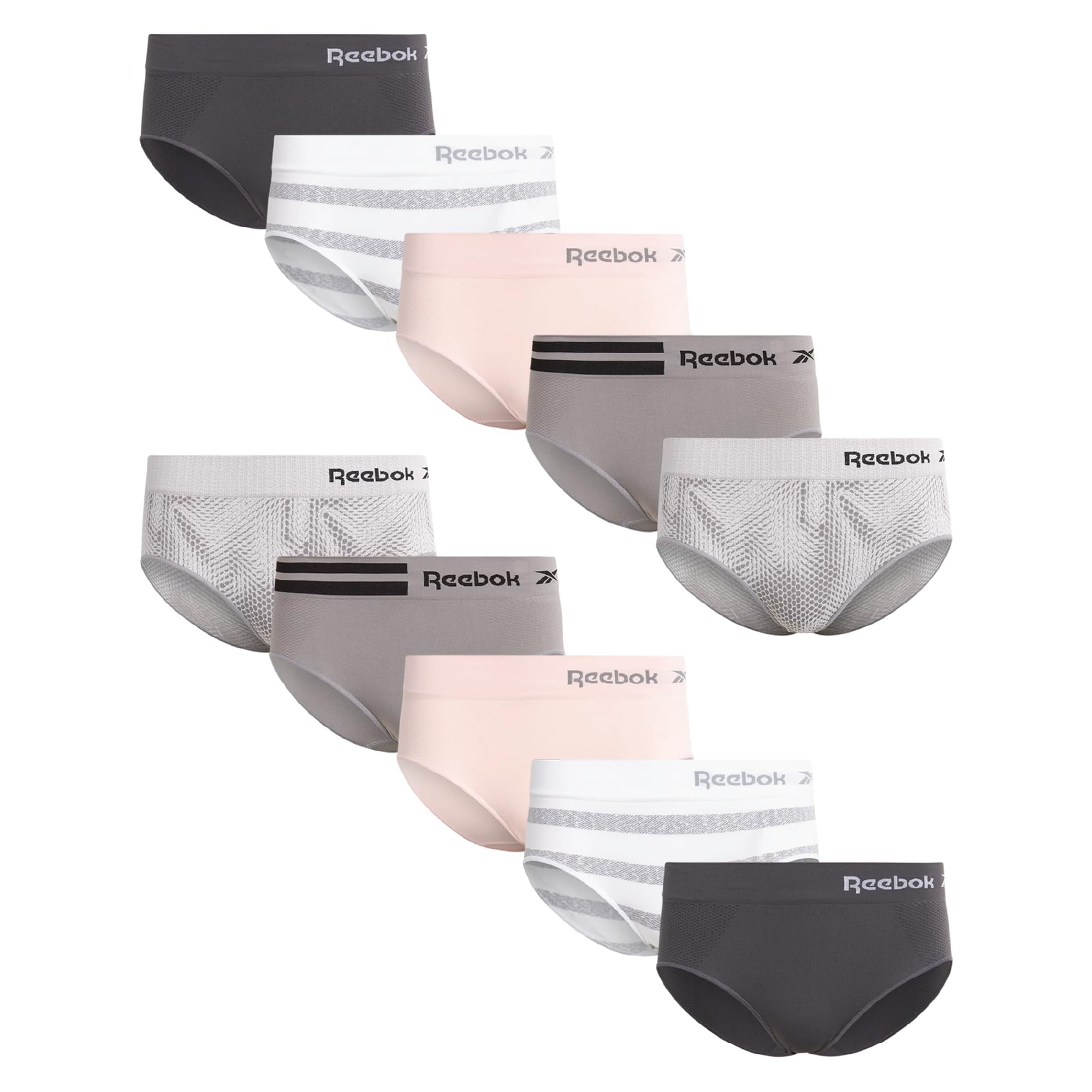 Reebok Womens Hipster Underwear - 10 Pack Performance Tag Free Seamless Hipster Panties Underwear for Women