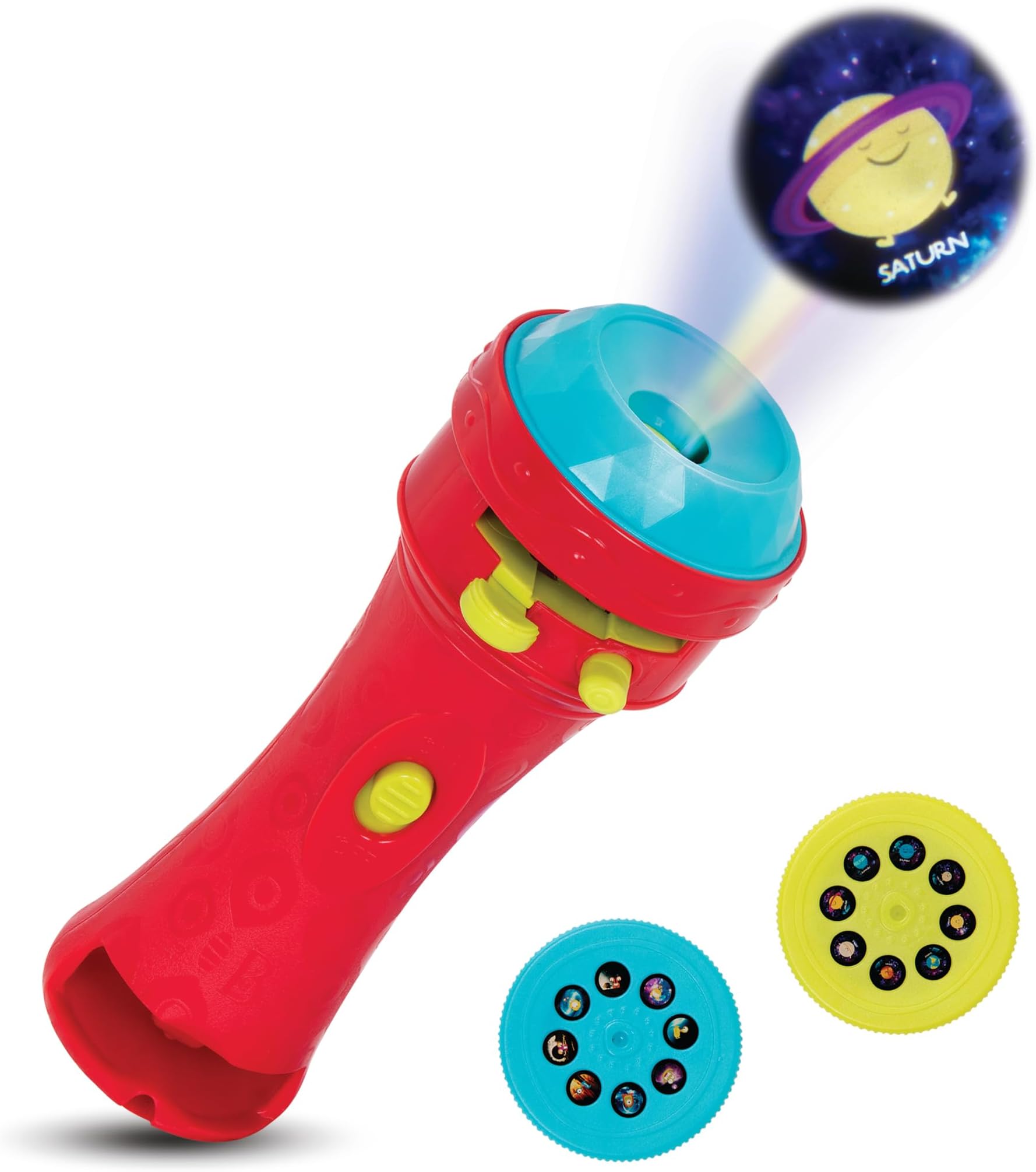 B. toys – Projector Flashlight – 2 Image Reels – Planet & Alien Projections – Space Toys For Kids – 4+ Years – Light Me To The Moon – Red