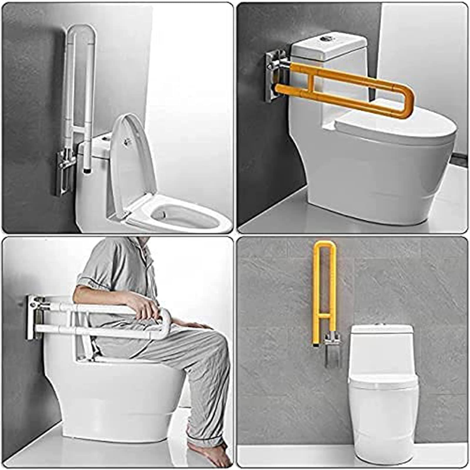Barras de Apoyo para Ducha Barras de Apoyo para Inodoro Asideros para baño Asideros de Apoyo Tipo Plegable para baño en la Ducha Barras de Apoyo de Seguridad para bañera,