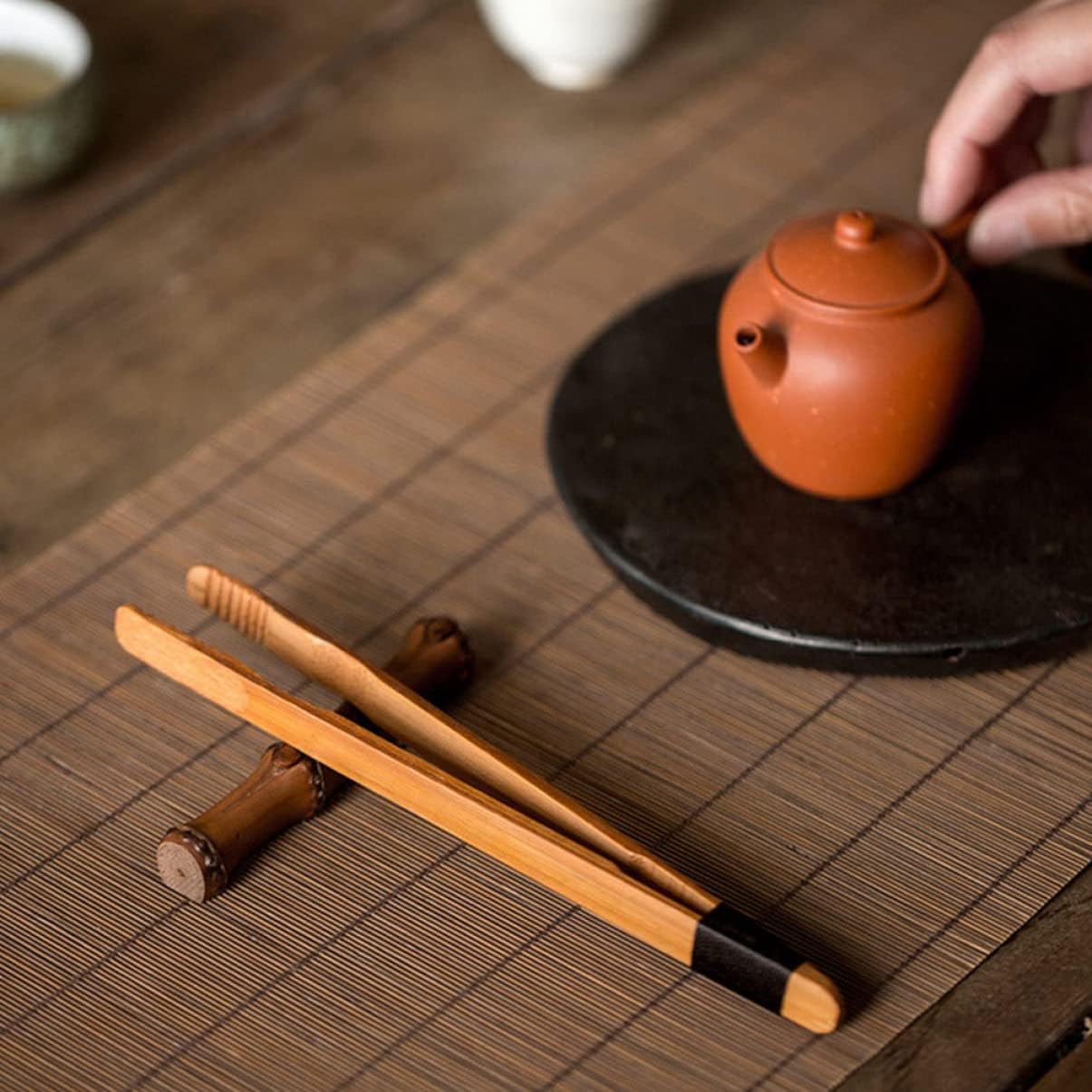 Portable Tea Set Brush Rest Bamboo Root Holder for Office Tearoom image 3