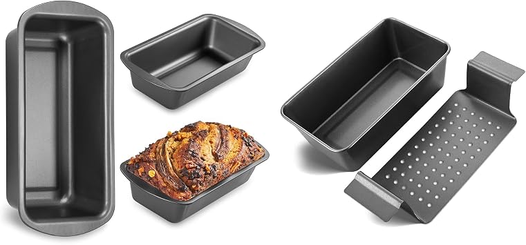 HONGBAKE Meatloaf Pan with Drain Tray & 3 Pack Loaf Pan