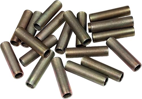 Creative Hobbies ELY1089 - Tetinas de tubo de lámpara de acero con rosca - 1-1/2 pulgadas de largo, revestimiento de zinc amarillo, rosca estándar