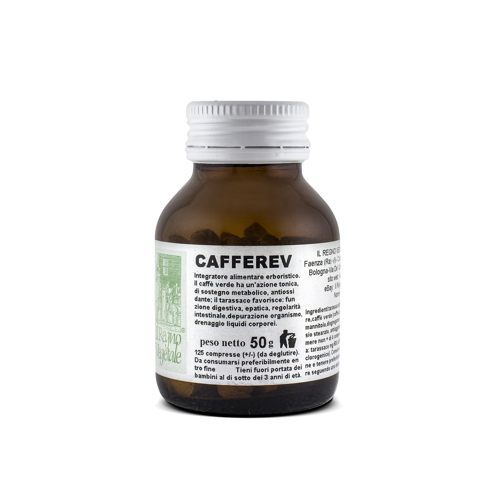 CAFFEREV 125 Compresse con Estratto secco di Caffè Verde Prodotto Italiano Made In Italy Vegan Dimagimento Snellimento Riduzione Apporto Calorico