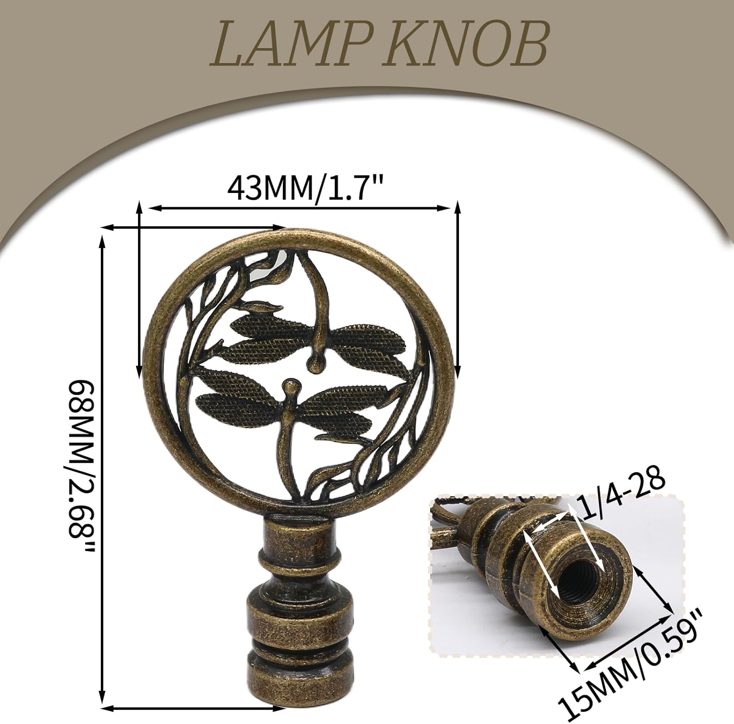 Biaungdo 2 Pack Double Dragonflies Lamp Finial, Antique Bronze Decorative Finial for Lamp Shades, Hollowing Out Lamp Finial Cap Knobs for Table Lamp, Floor Lamp, Lamp Decoration