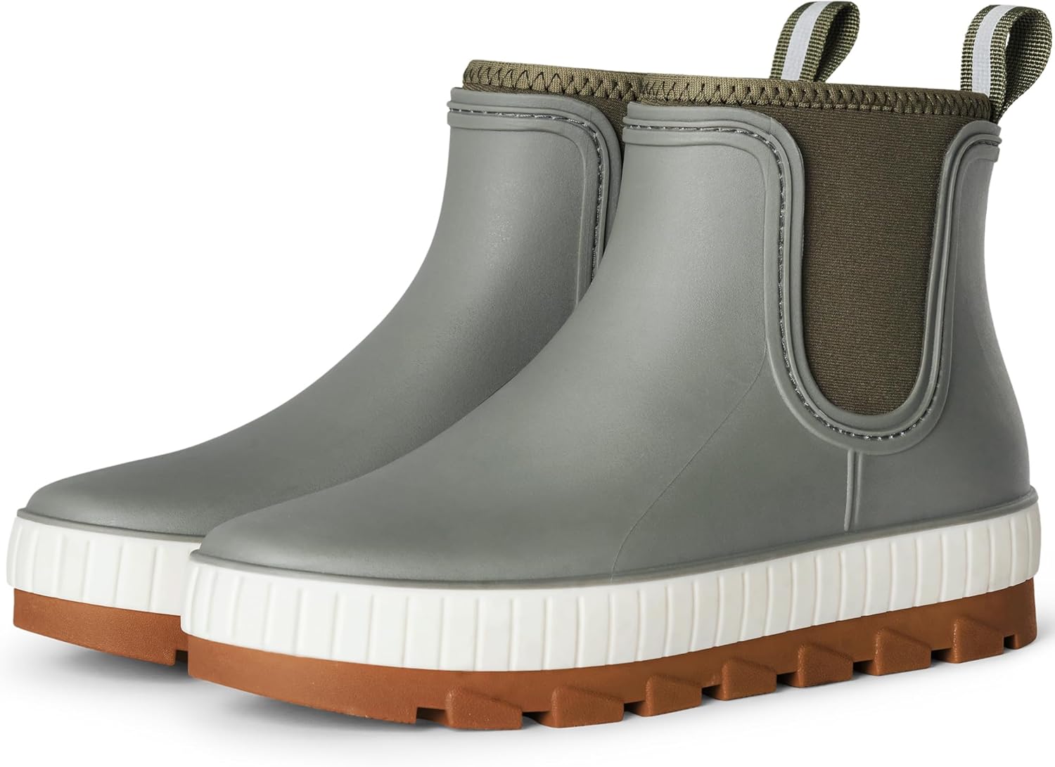 planone Short Rain Boots for Women Waterproof Soft Lined Neoprene Chelsea Boots Ankle Non-Slip Rubber Boots Lightweight Outdoor Garden Shoes Work Boots with Arch Support and Removable Comfort Insole