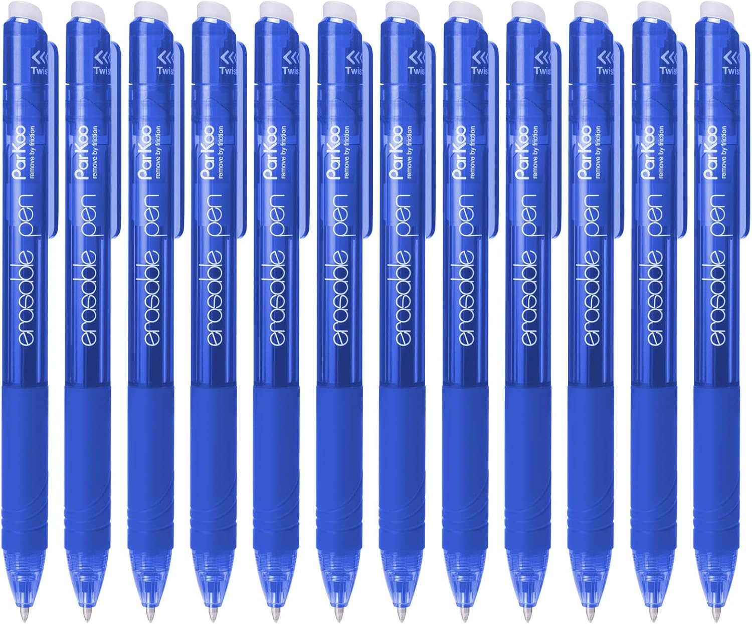 ParKoo Retractable Erasable Gel Pens Twist-Write, Fine Point 0.7 mm, Make Mistake Disappear, 12 Blue Ink Pens for Drawing Writing Planners and Crossword Puzzles ParKoo Retractable Erasable Gel Pens Twist-Write, Fine Point 0.7 mm, Make Mistake Disappear, 12 Blue Ink Pens for Drawing Writing Planners and Crossword Puzzles
