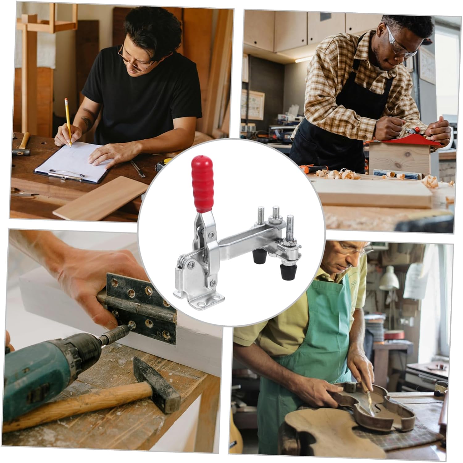 TEHAUX Woodworking Toggle Clamps 2pcs Vertical Toggle Clamps Quick Release Mechanism Metal Hardware