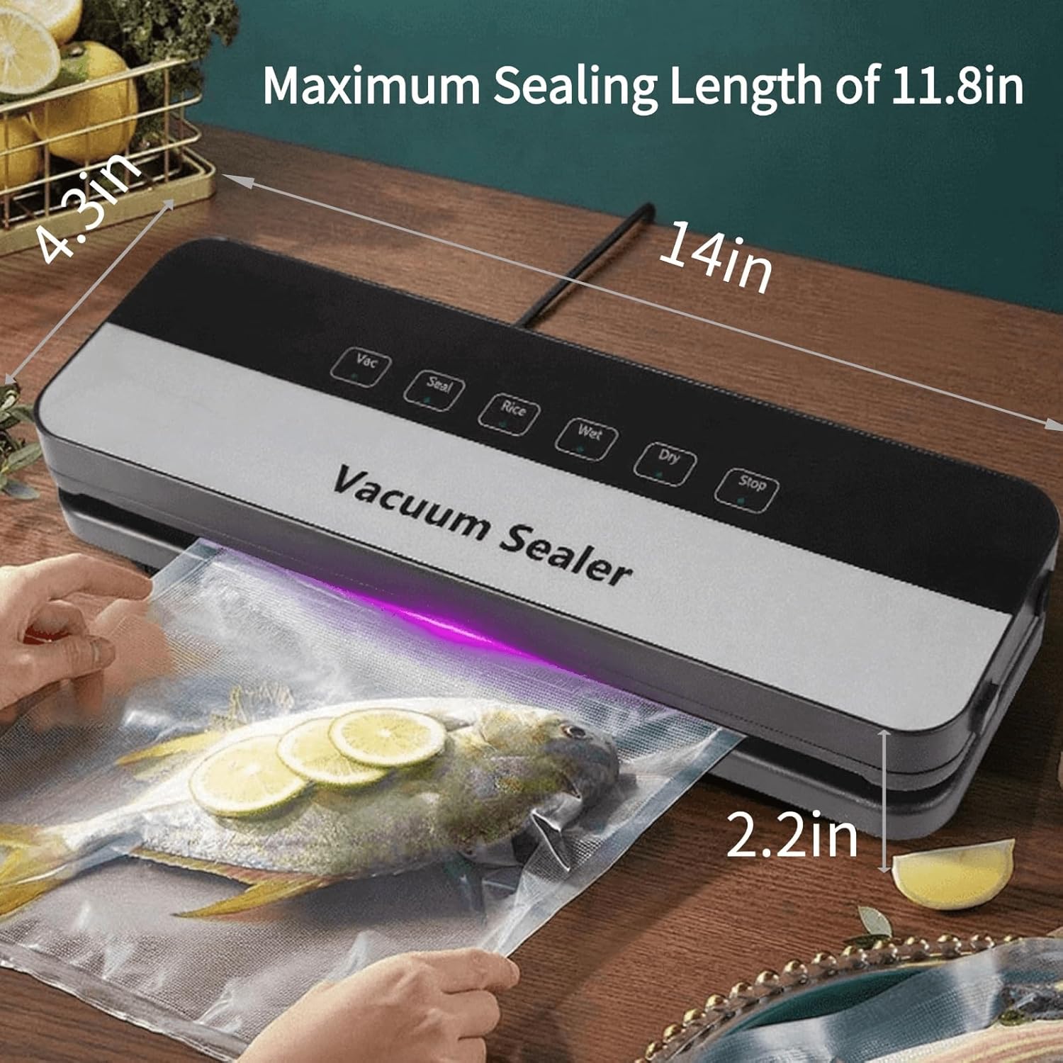 Vacuum Sealer for Food with 30 Vacuum Sealer Bags,Dry/Moist Compact Full Automatic Food Sealer, Precision Suction Power 6-in-1 - Image 7