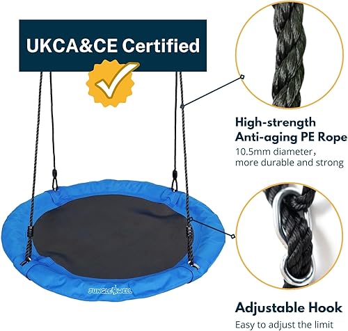 Miniatura 6 de Columpio de platillo – Asiento de columpio de árbol de 40 pulgadas con tela Oxford impermeable 900D para niños y adultos | Capacidad de peso de 700