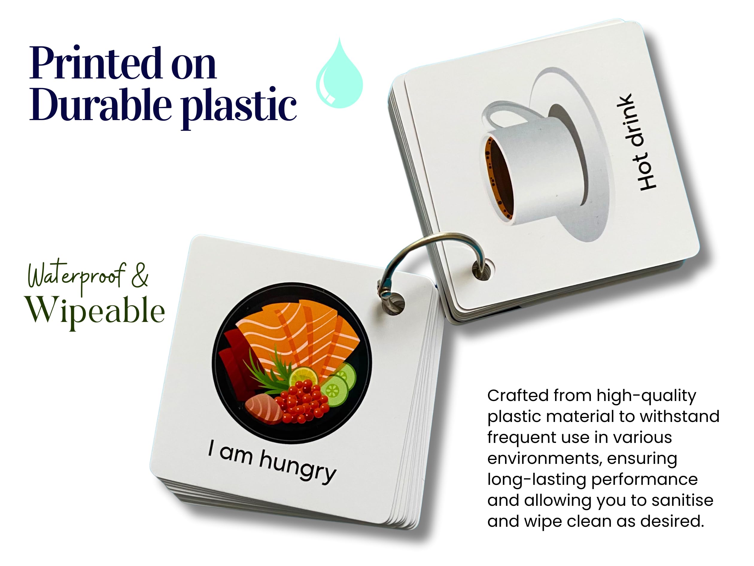 Plastic Communication Cards for Non Verbal Children and adults with Autism, Speech Delay visual aid Pecs Special Needs - Image 2