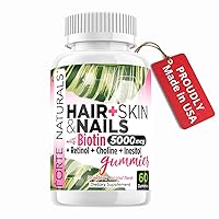Vista 1 de Gomitas de biotina para el crecimiento del cabello para mujeres, vitaminas para la piel y las uñas, 5000 mcg de biotina, fabricadas en Estados