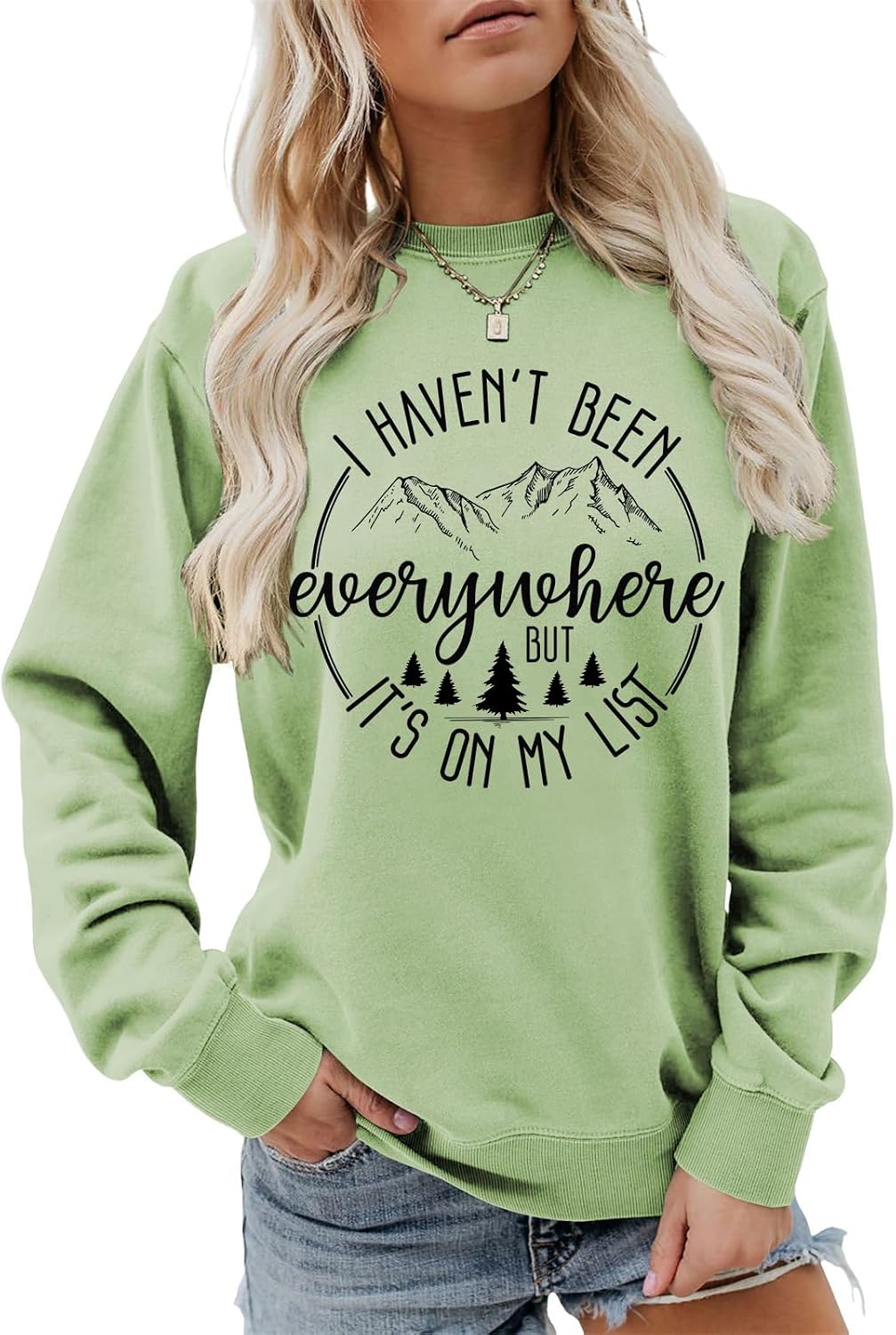 Sweatshirts for Women I Haven't Been Everywhere But It's On My List Sweatshirt Funny Mountain Camping Pullovers Tops