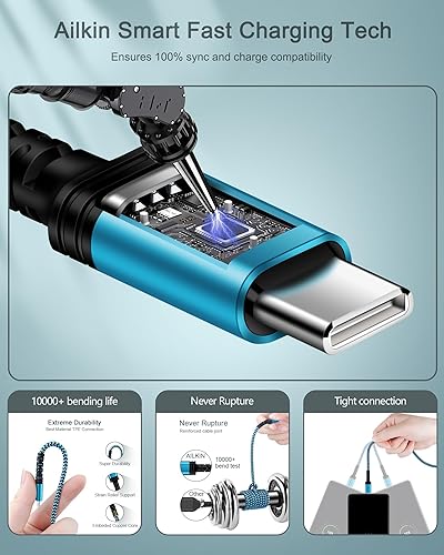 Miniatura 9 de Cable de carga rápida USB tipo C de 6 pies para Pixel 8 Pro 8 7 Pro 7a 6 6 Pro 6a 5 5a, Android Samsung USBC carga rápida para Samsung Galaxy A14