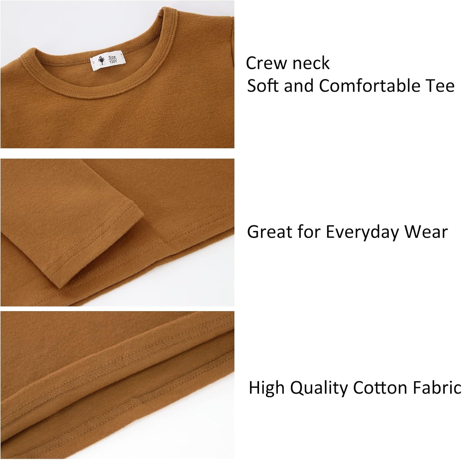 Toddlers Long Sleeve T-Shirt Soft Cotton Top Tees for Girls and Boys 1-Pack - Image 4