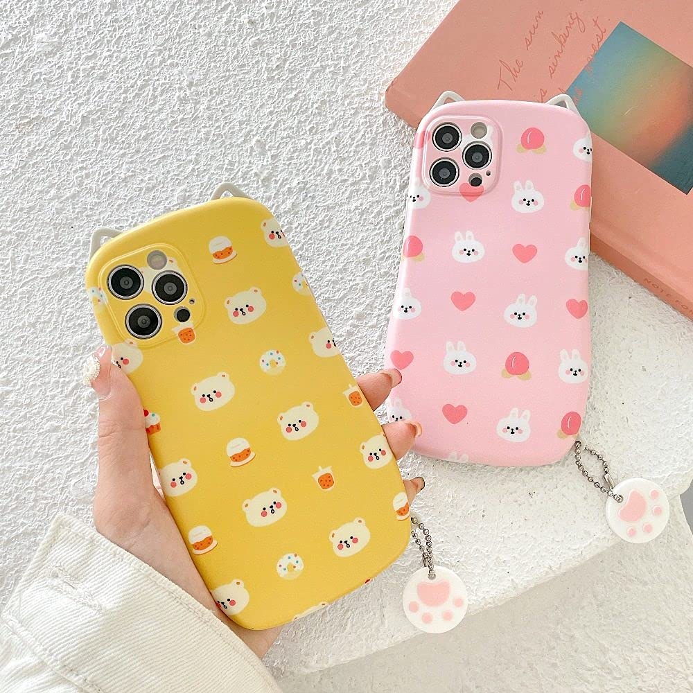 Tivenfezk Nadoli 3D Orso Cover per iPhone 13,Cover Cartoon Carino Orso Morbida Silicone Cover Kawaii Bumper Antiurto Case Fotocamera Protezione Caso per Ragazza Donna,Trasparente Rosa