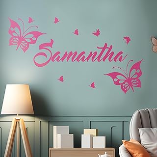 Cryptonite Butterflies Baby Room Decor | Custom Name Wall Decal | Available in Three Sizes | Ready to Use | Fully Customizable with Name, Color, Design and Size | Non-Toxic (Wide 22