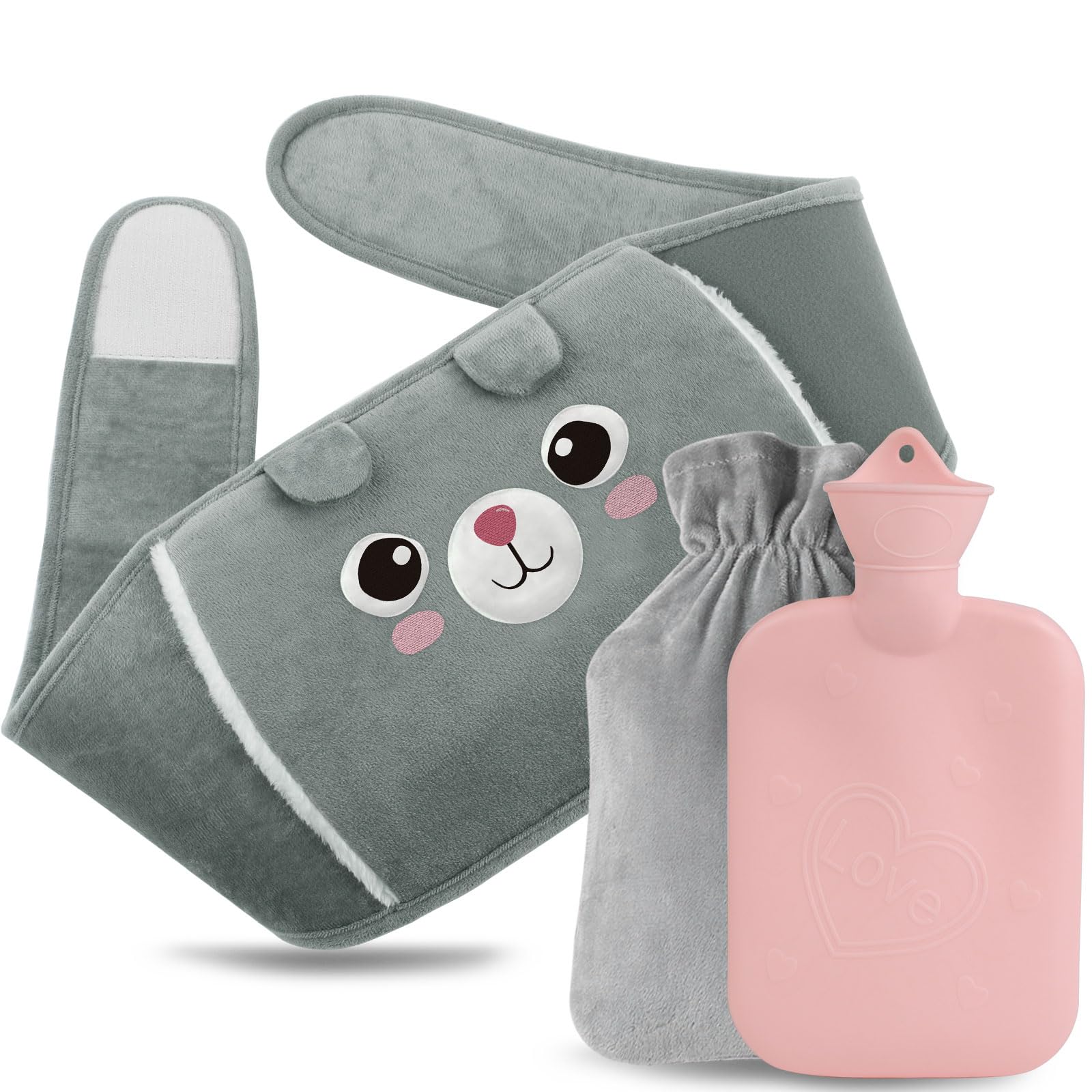 Borsa Acqua Calda in gomma con morbida copertura in vita, borsa per acqua calda per collo e spalle, schiena, gambe, vita calda