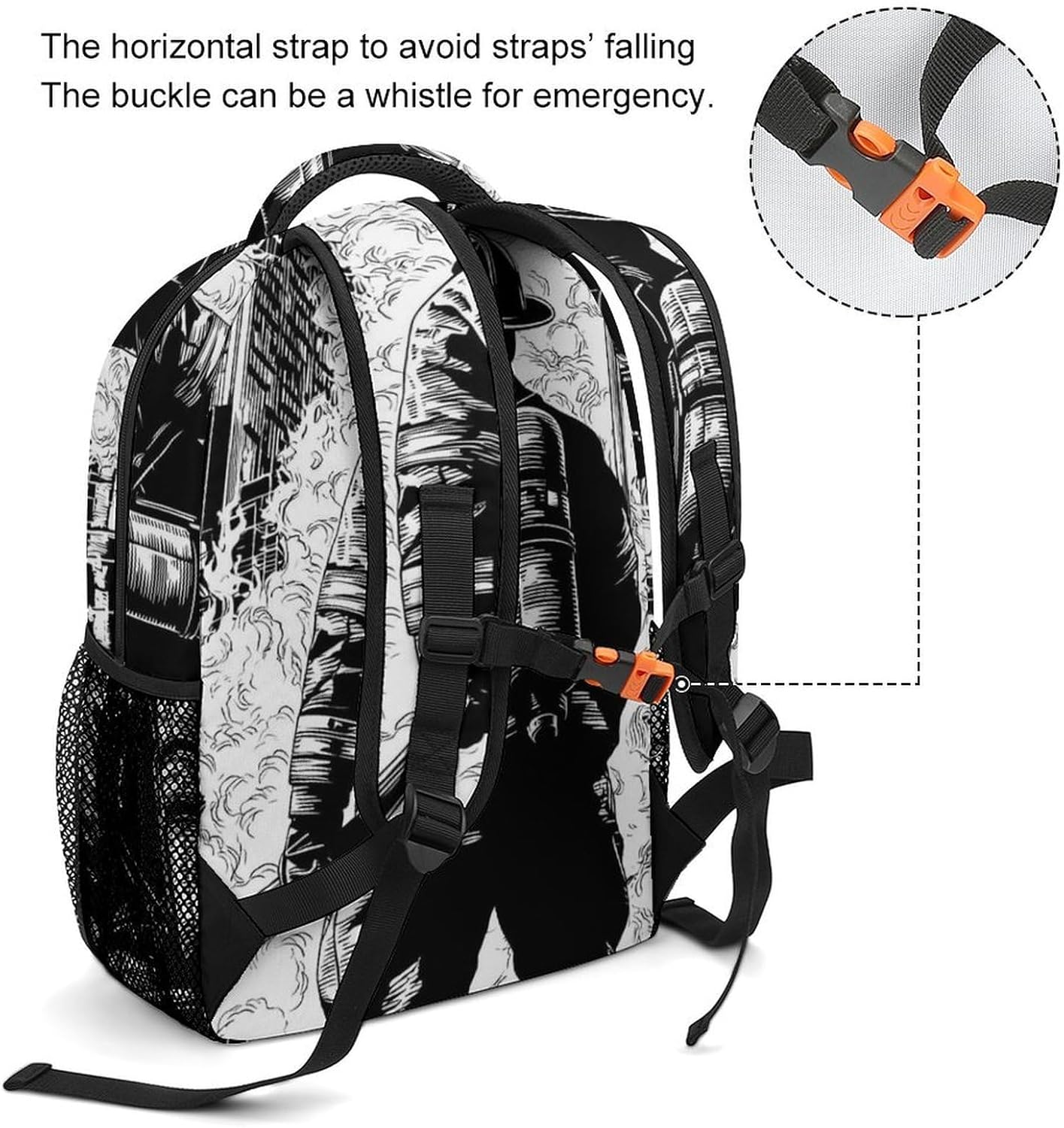 U.S.A. Firefighter Fight Flames Unisex Backpack Casual Daypacks Lightweight Shoulders Bag for Camping Hiking Travel