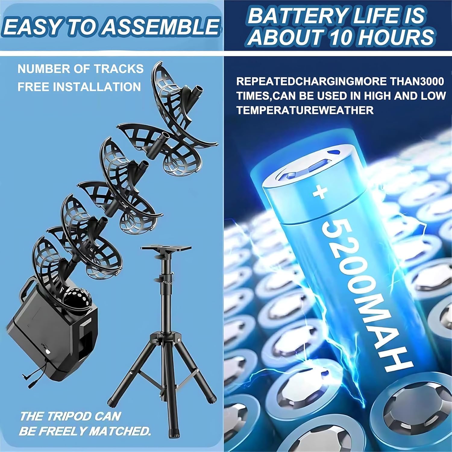 Tennis Ball Machine for Solo Practice & Training with Remote Control, 48° Oscillation, 33-Ball Capacity, Adjustable Tripod - Perfect for Forehand Drills & Skills Development