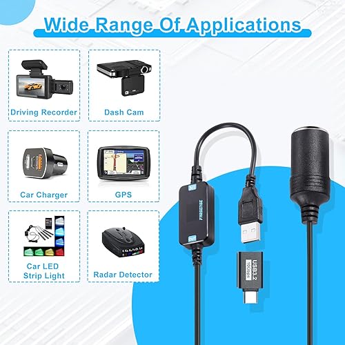 Miniatura 3 de FARSENSE Cable de alimentación USB CC de 5 V a 12 V (3 pies), adaptador USB a CC de 12 V con conector de CC de 0.217 x 0.098 in (0.138 x 0.053 in),