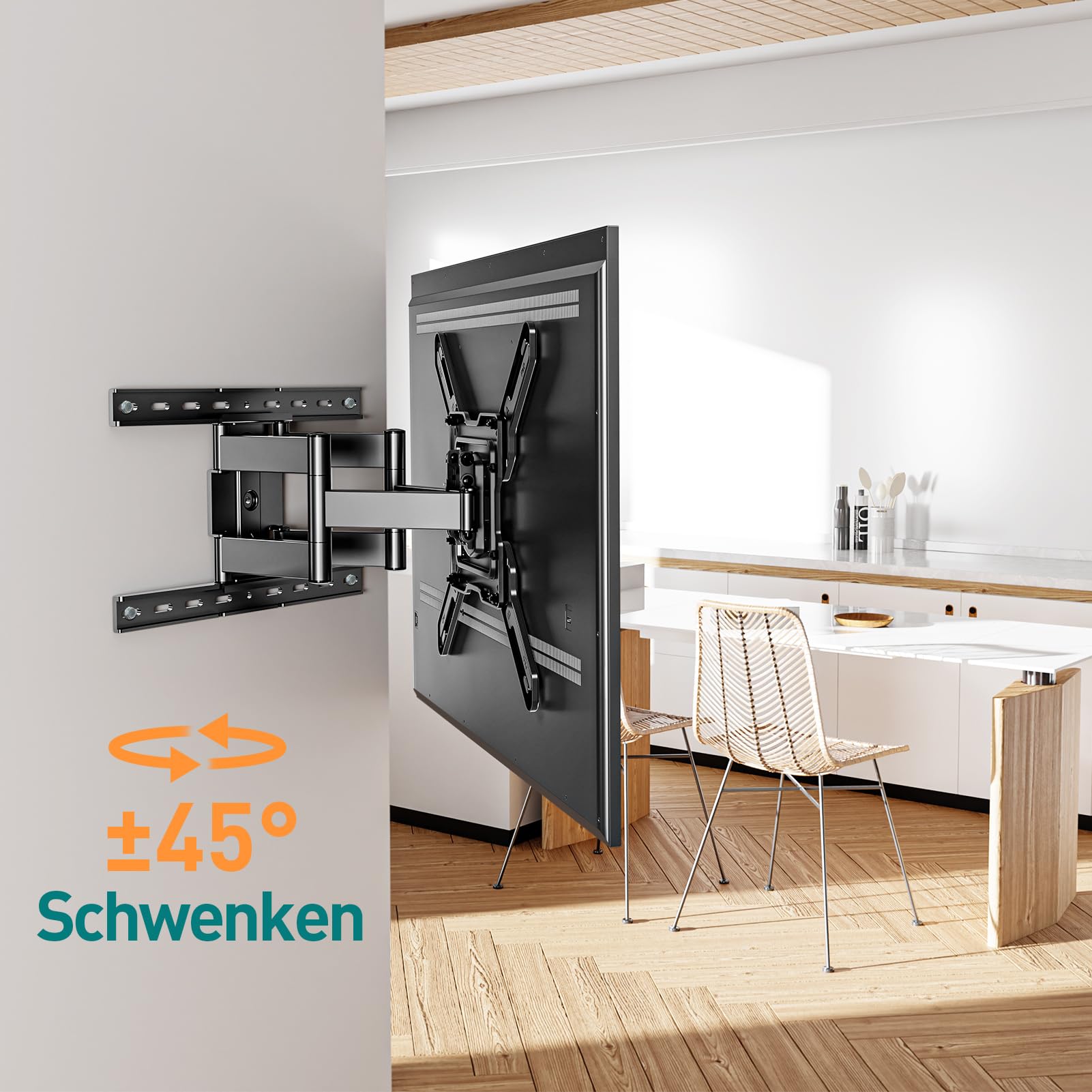 ELIVED Ultra Slim TV Wandhalterung für 26-60 Zoll Fernseher, Low Profile Wandhalterung TV schwenken und neigen, Max VESA 400x400mm, hält bis zu 40kg. Max 16“ Holzständer TV Halterung EV3033