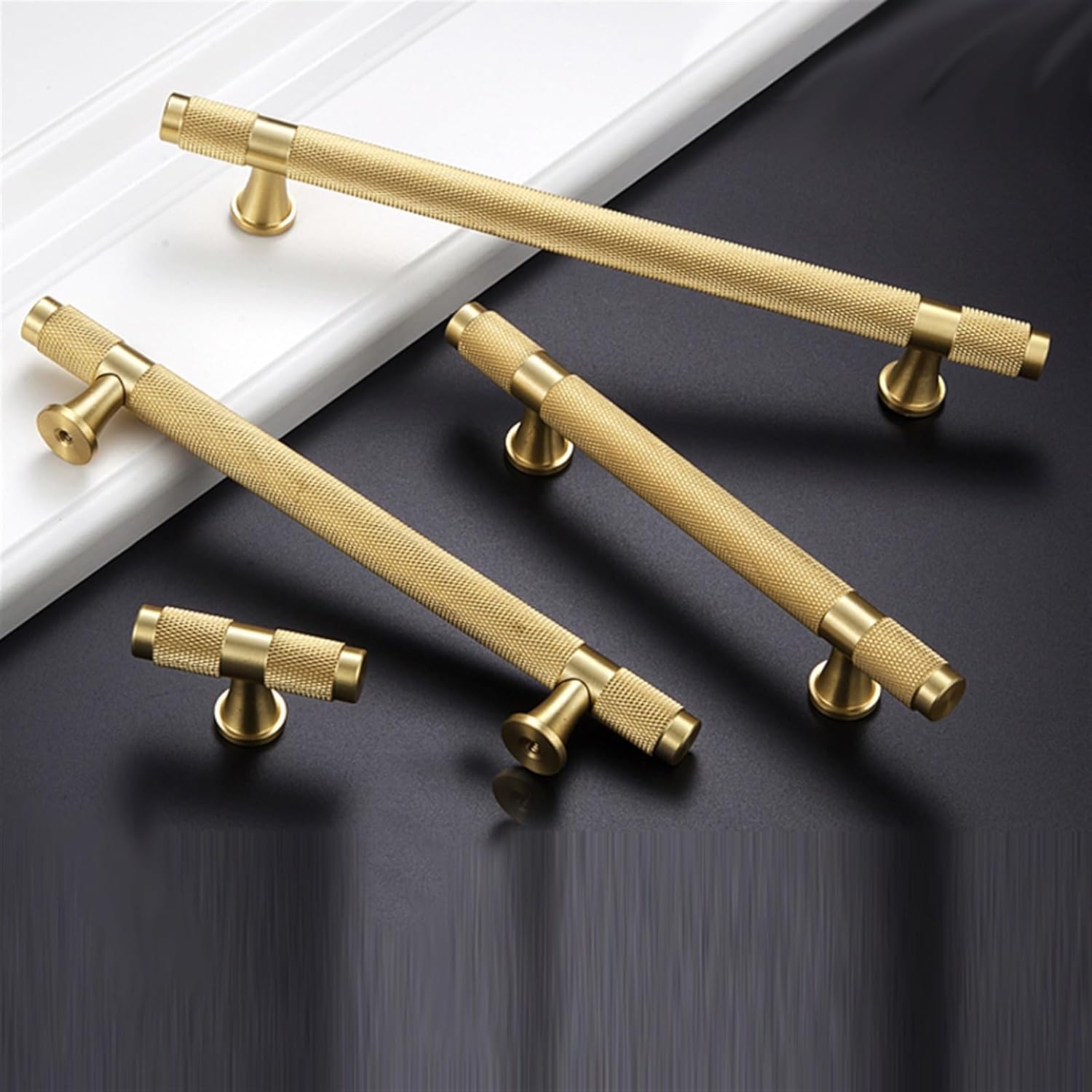 1Pcs Golden Brass Knurled/TexturedSimple Kitchen Cabinet Handle and Handles Drawer Pulls Bedroom Door Knobs (Color : C-1254-128)