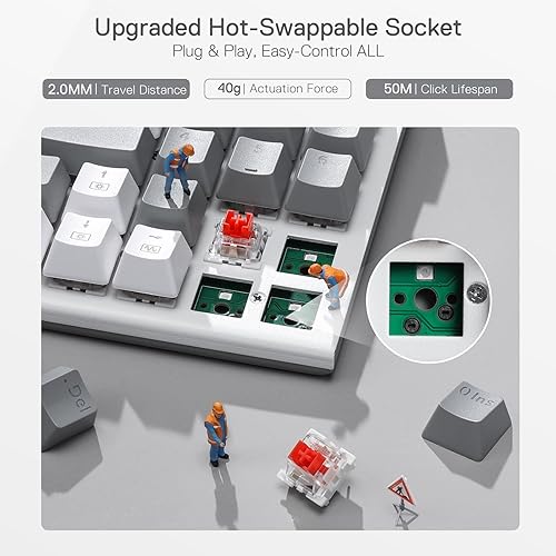 Miniatura 7 de Redragon Teclado mecánico para juegos K655 75% RGB con cable, 78 teclas de intercambio en caliente con tablero de cubierta de aluminio, enchufe