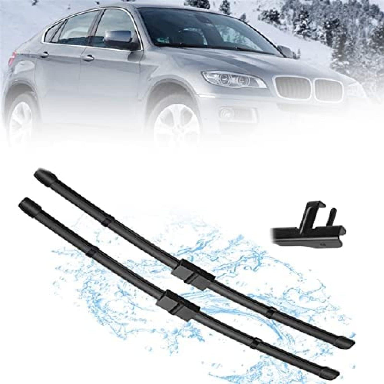 TUBIC Tergicristallo Parabrezza per BMW X6 E71 E72 2008 2009 2010 2011 2012 24 "+ 20",Auto Anteriore e Posteriore Tergicristalli per Parabrezza Ricambio Accessori