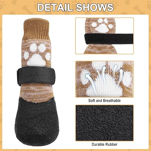 Miniatura 9 de KOOLTAIL Calcetines antideslizantes para perros calientes y húmedos para evitar lamer las patas, botines para perros para suelos de madera dura,