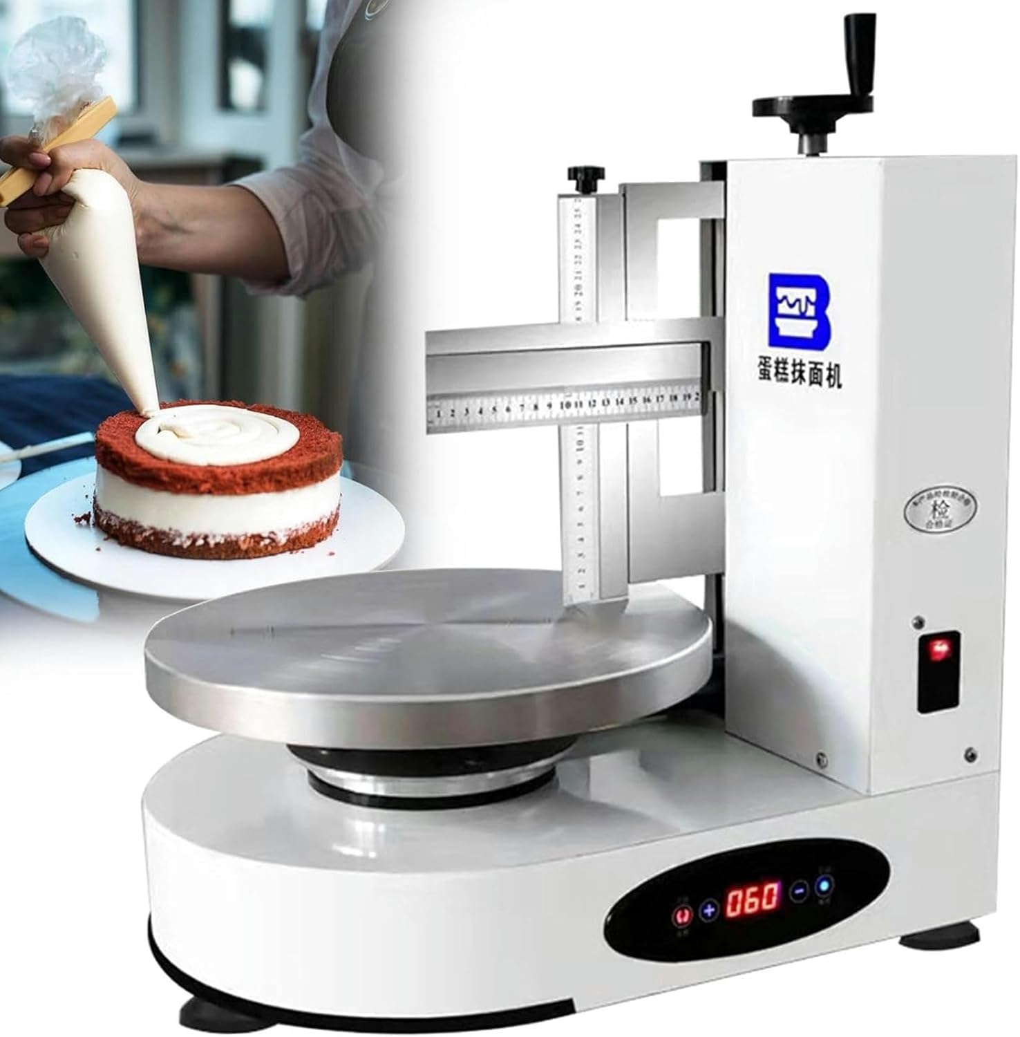 Automatic Cake Cream Spreading Machine, Electric Birthday Cake Cream Spreading Machine with Waterproof LCD Control Panel, Baking Equipment for Making 4-12 Inch Cakes
